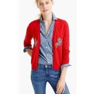 J. Crew Red Cardigan Sweater